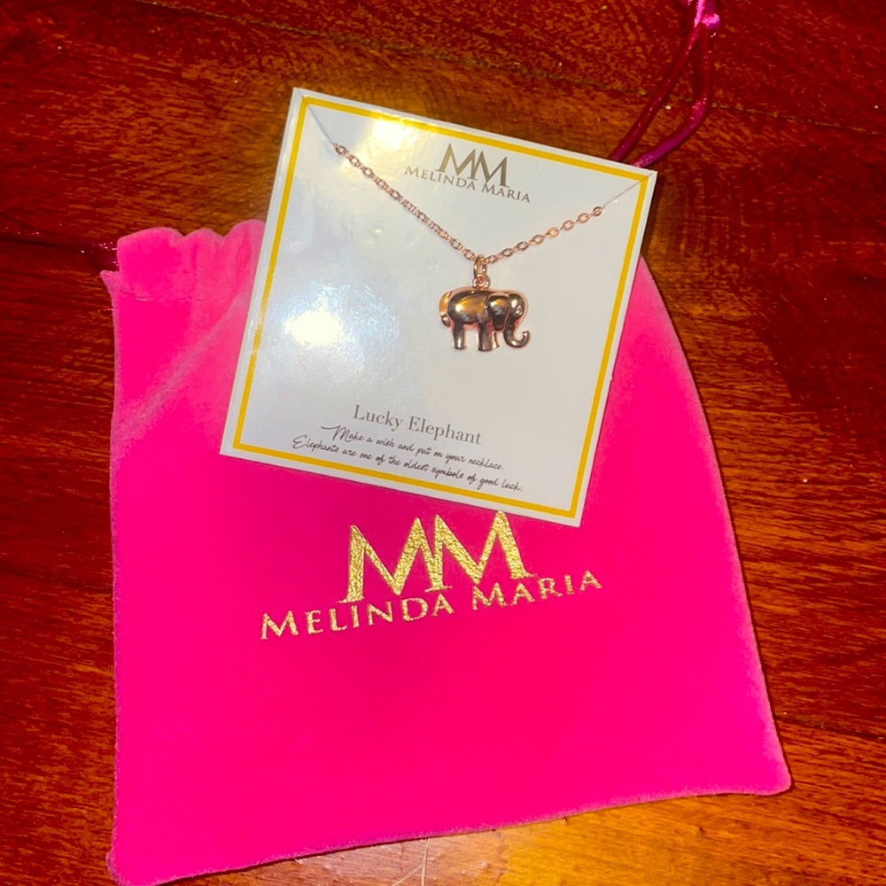 NWT Melinda Maria 18K Gold Plated Lucky Elephant Pendant Necklace